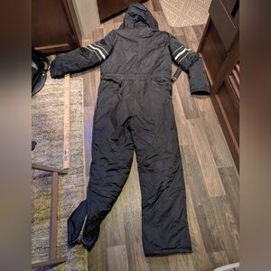 Black Hooded Snowsuit with Reflective Stripes Snowmobile Mens size      P